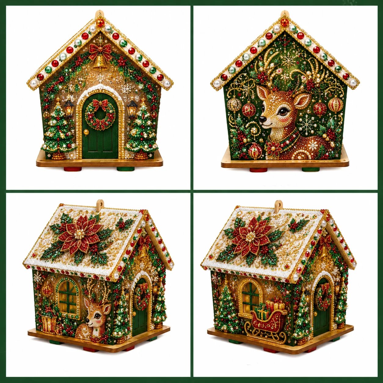 🔥 LAST DAY 49% OFF – 🎄Christmas Pearl Cottage Art Kit | Pre-Cut Wooden Panels, Sparkling Rhinestones, Pearl Beads & Complete Tools for a 3D Holiday House ✨