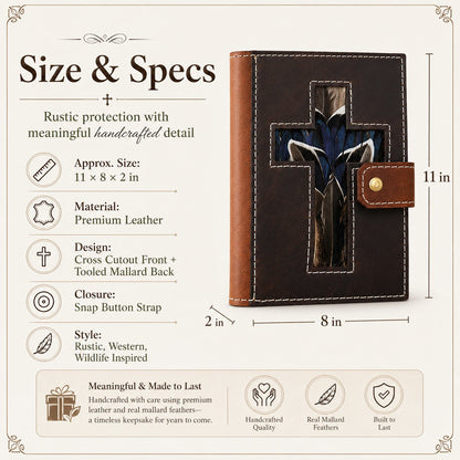 Mallard Feather Leather Bible Cover
