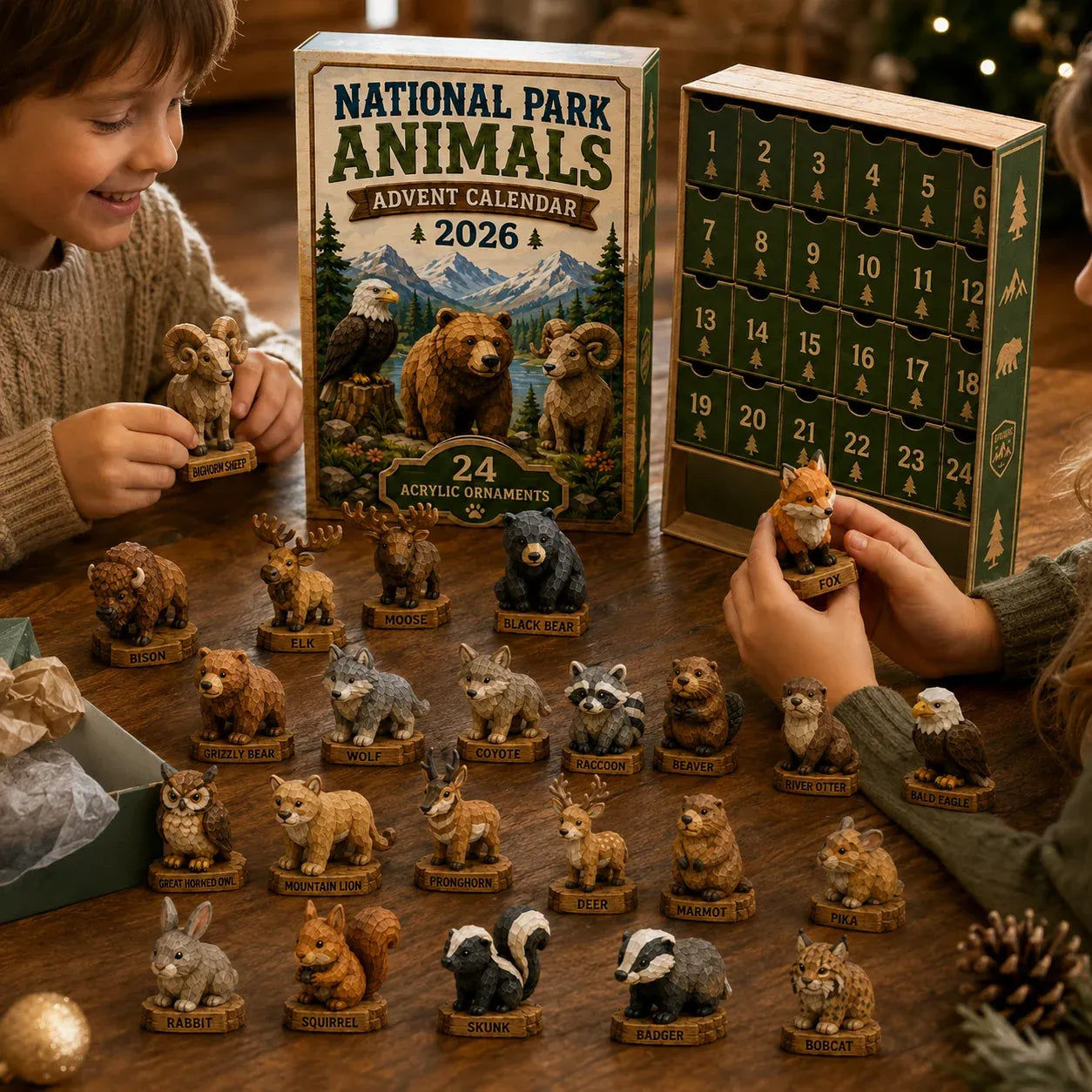 🐾 LAST DAY 49% OFF – 24 Days of National Park Wildlife Advent Calendar | 24 Unique Animal Collectibles Featuring Bison, Bears, Wolves, Eagles & More Wild Discoveries 🎄🏞️