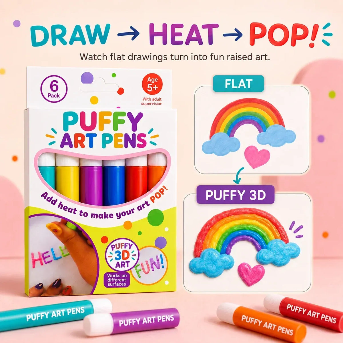 🌈3D Relief Art Pen – Turn Flat Drawings Into Touchable 3D Art