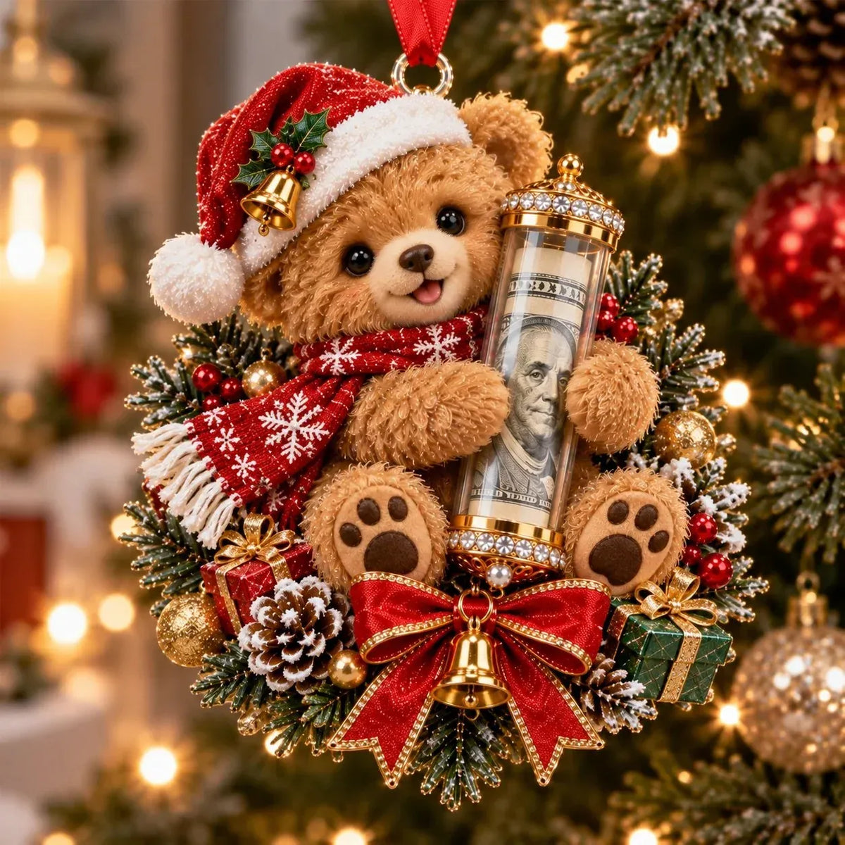 ⏳ Last Day 49% OFF – 🎄3D Christmas Money Plush Ornament | 13 Cute Animal Designs with Reusable Cash & Coin Holder 🎁