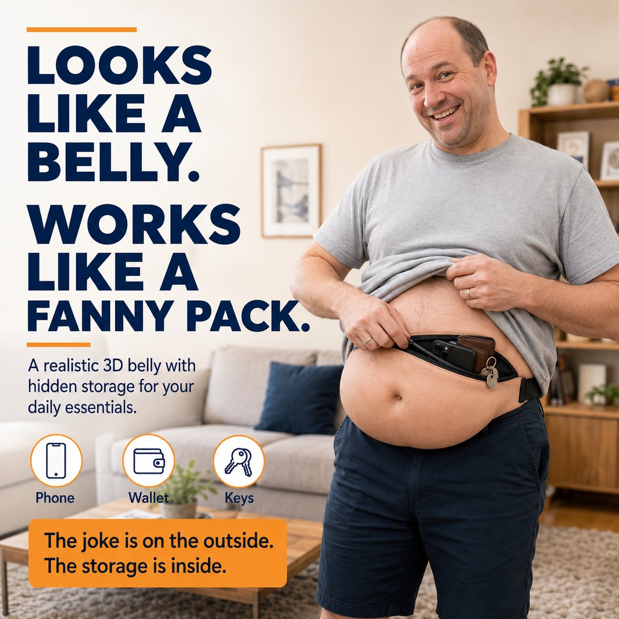 ✨🤣 Hidden-Storage Fake Belly Waist Bag