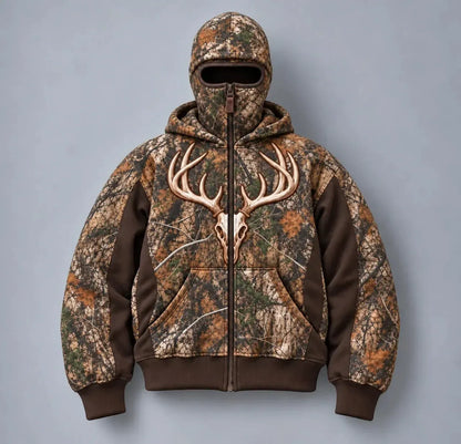 🦌 HunterZip Hunting Hoodie – Built-In Face Mask for Cold-Weather Adventures