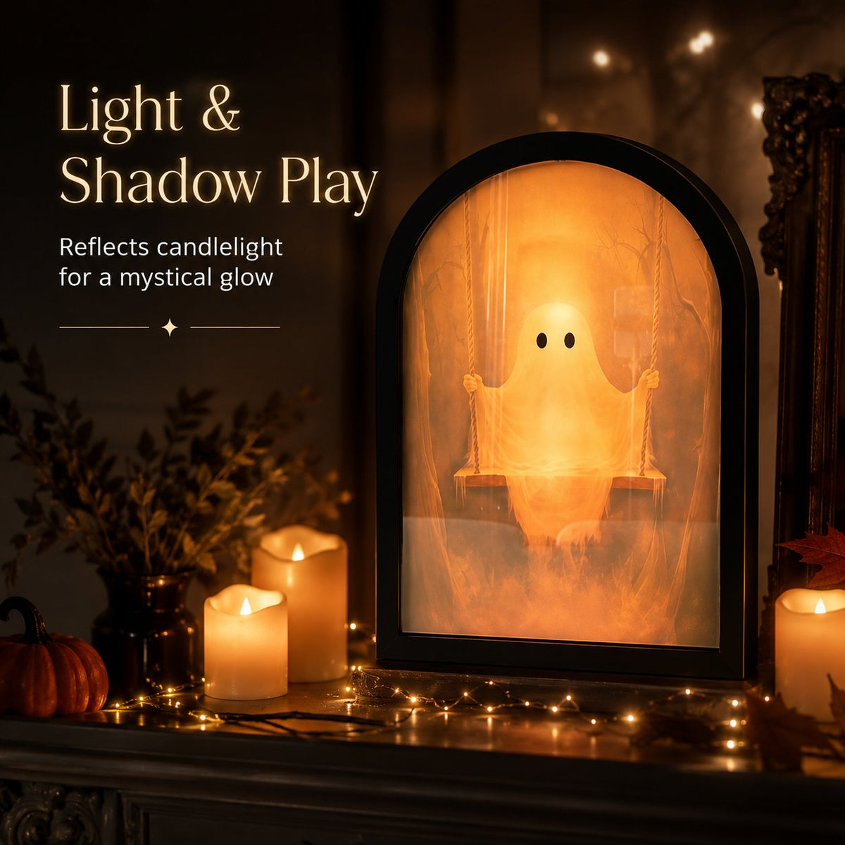 🎃👻 Spooky Halloween Decor Mirror, Gothic Mantel Wall Mirror🕸️