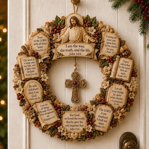 Christian Scripture Wreath Collection – Wood Faith-Inspired Décor