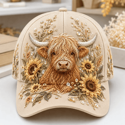 🔥LAST DAY 50% OFF -- 🦬3D Highland Cow Embroidery Cap🧢(Breathable & Lightweight Comfort & Unisex Fit)