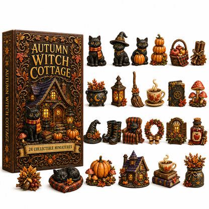 Autumn Witch Cottage Advent Calendar 2026 – 24 Cozy Witchy Miniatures, Black Cat Collectibles & Magical Fall Cottage Surprises