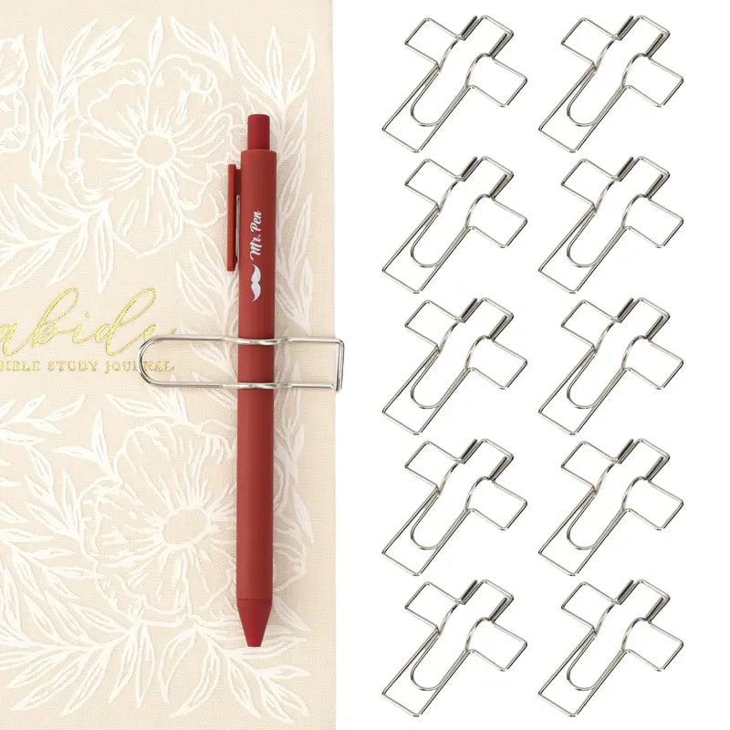Metal Cross Pen Clips, 10 pcs