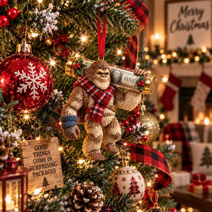 🎄👣 3D Bigfoot Christmas Cash Gift Ornament – Holiday Money Holder Keepsake ✨