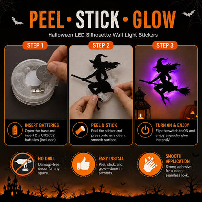 Halloween LED Silhouette Wall Light Stickers