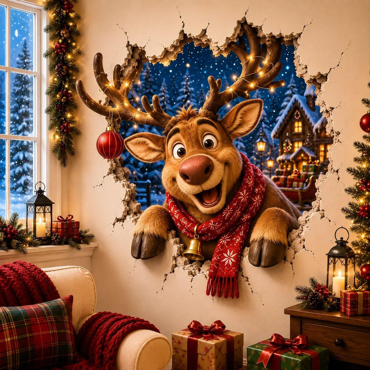 🎉 50% OFF | 🎅 Christmas Break-Through Wall Decal – 8 Designs