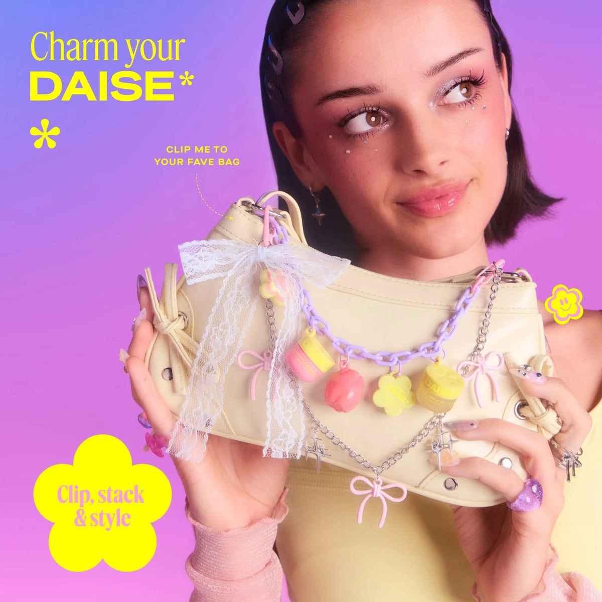 💜 Surprise Bracelet with Mini Beauty Products | Clip-On Bag Charm, Y2K Pastel Style