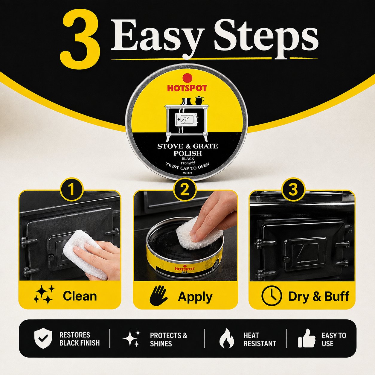 🔥Last Day 50% OFF - 🧼Hotspot Black Stove & Grate Polish – Cast Iron Restorer for Wood Stoves, Fireplaces & Grates