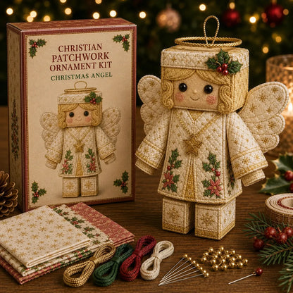 ⏳ Last Day 49% OFF – ✝️ Beginner-Friendly DIY Christian Block Figure Patchwork Ornament Kit Collection | Complete Kit with Pre-Cut Fabrics, Padded Ornament Form & Step-by-Step Guide Included 💕