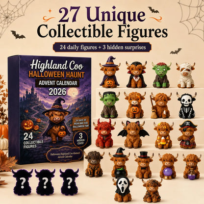 🎃 Highland Coo Halloween Advent Calendar 2026 - 27 Cute Collectible Figures Countdown Set