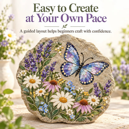 🦋 Butterfly Wildflower Mosaic Stepping Stone DIY Kit