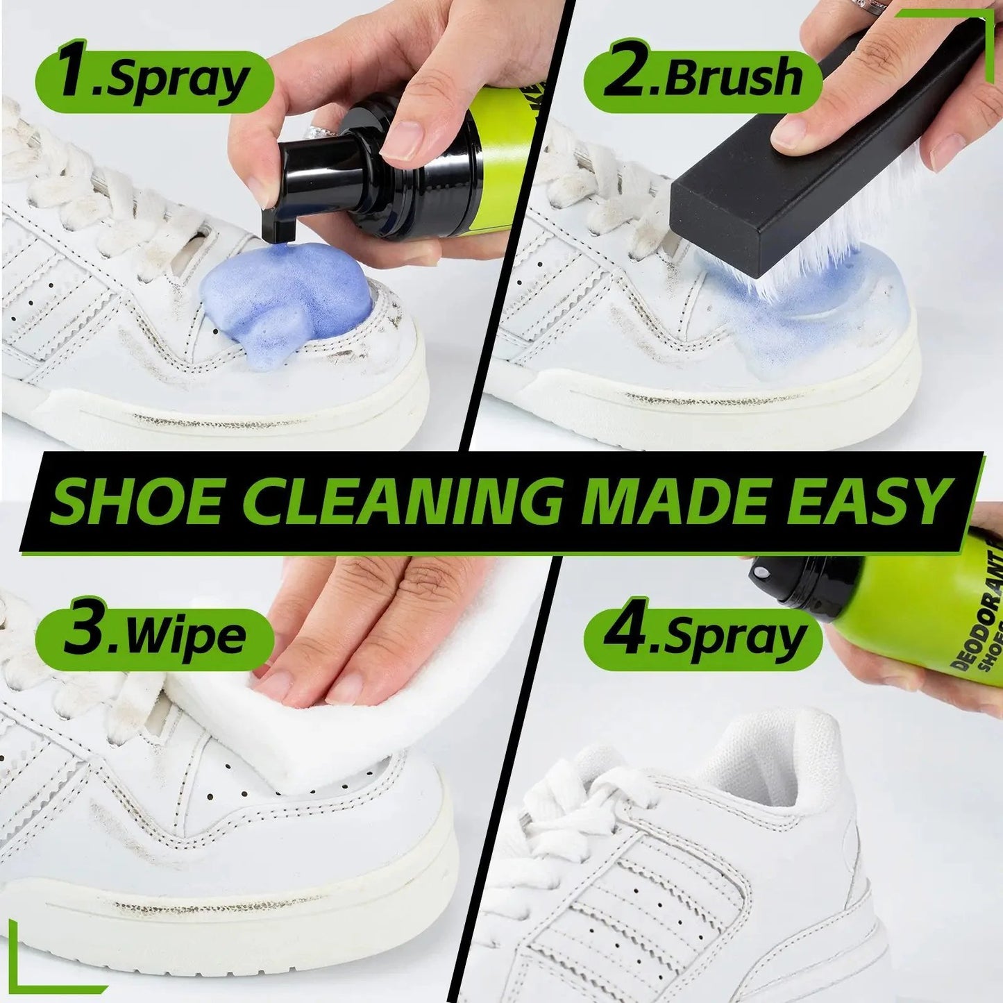 💥🏆 Foam Shoe Cleaning Kit – Sneaker Cleaner With Brush & Microfiber Towel ✨