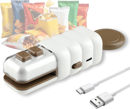 4 in 1 Mini Bag Sealer, Upgraded Mini Bag Sealer with Cutter and Magnet
