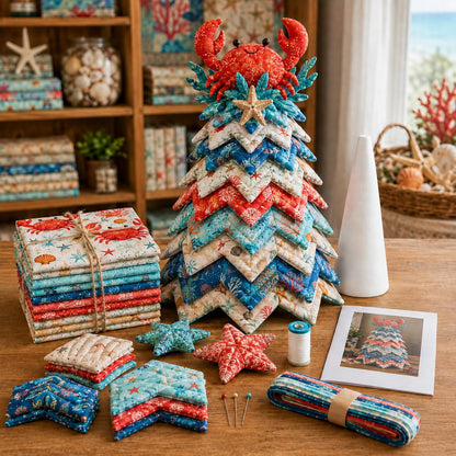 🔥 LAST DAY 49% OFF – 🌊 Ocean Dreams Layered Fabric Tree Craft Kit | Create a Freestanding Coastal Centerpiece with Coordinated Fabrics & Marine Topper 🐚✨