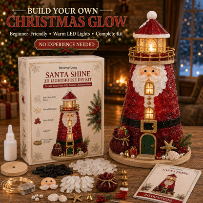 🎄Beginner-Friendly DIY Lighted Christmas Character Sea Glass-Style Lighthouse Kit Collection | Complete Kit with Sea Glass-Style Pieces, LED Lights & Step-by-Step Guide Included 💕