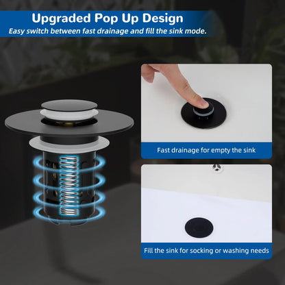 🛁3-in-1 Bathroom Sink Drain Strainer with Hair Catcher & Pop-Up Stopper