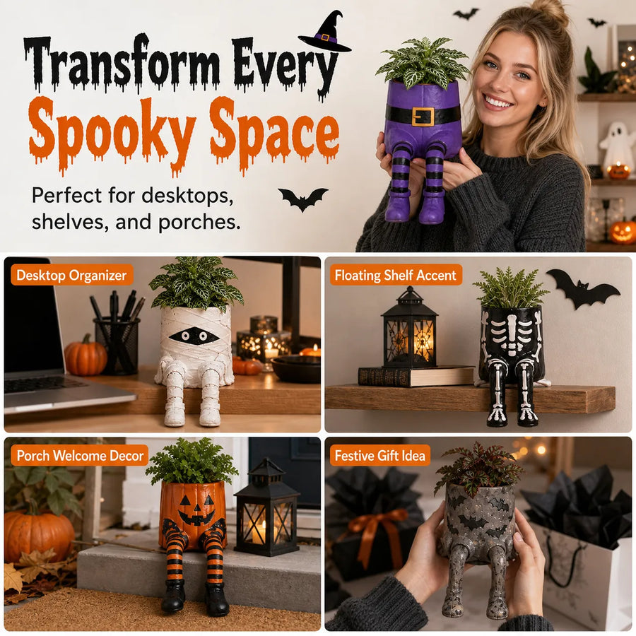 Halloween planters used in different spaces