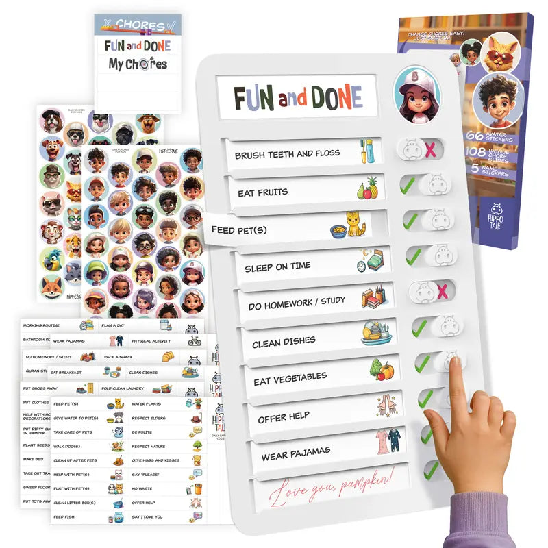 🌟 Magnetic Kids Routine Chart – Daily Chore Checklist with Reusable Stickers & Visual Task Icons