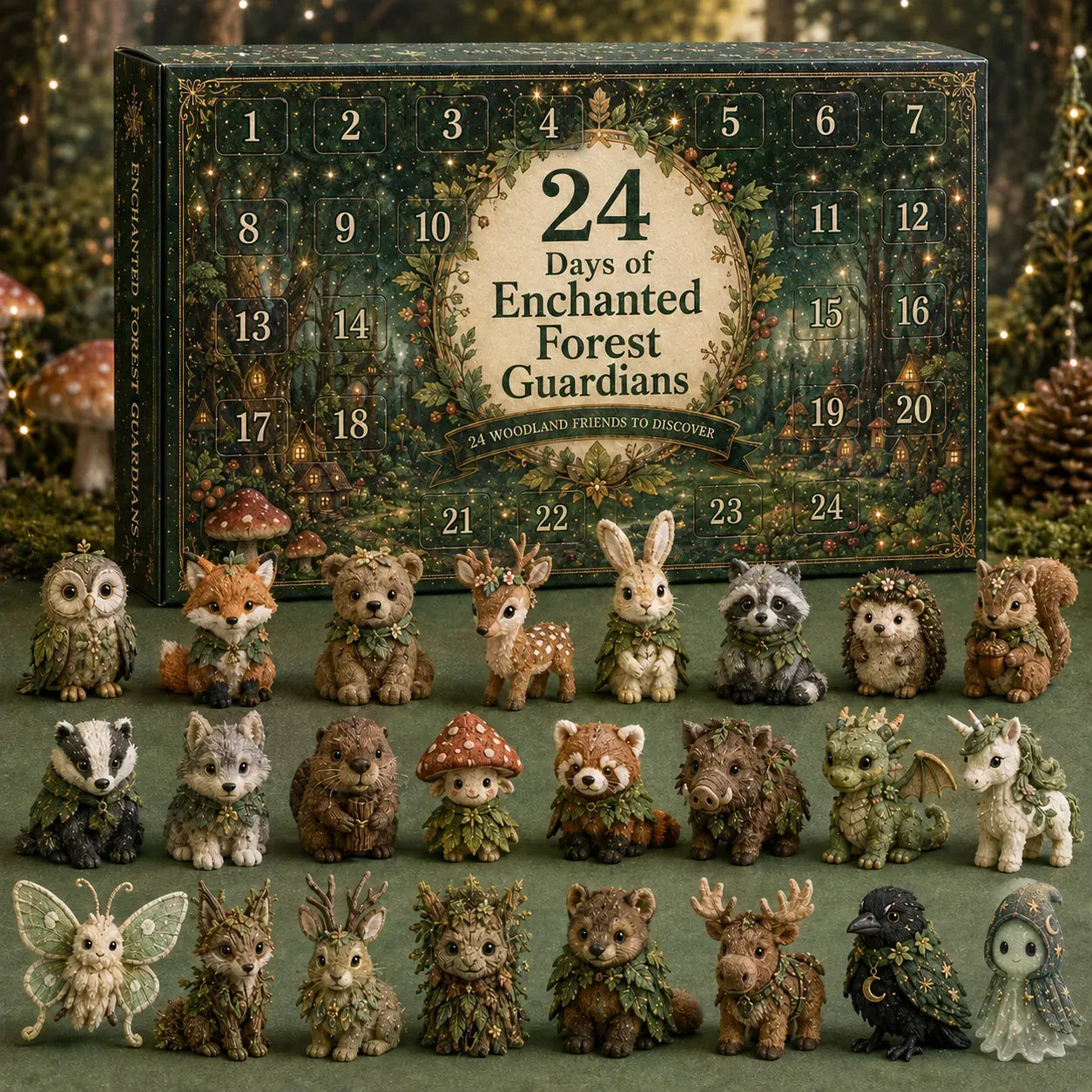 ⏳ Last Day 49% OFF – ✨ 24-Day Fantasy Guardian Advent Calendar Collection | 24 Unique Mini Collectible Characters with 4 Magical Themes for Daily Surprises & Display 🌲🌊