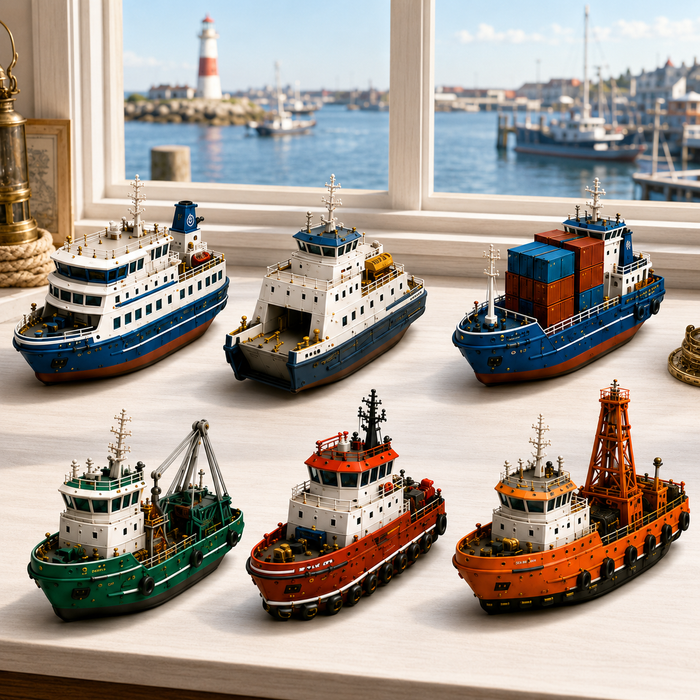 Miniature harbor vessels