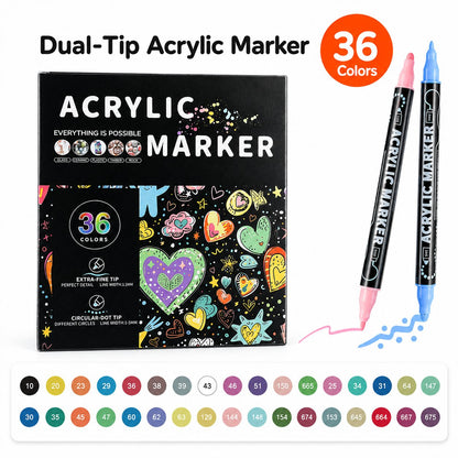 🌟Premium Dual-Tip Acrylic Markers Set | Unleash Your Creativity!🎨