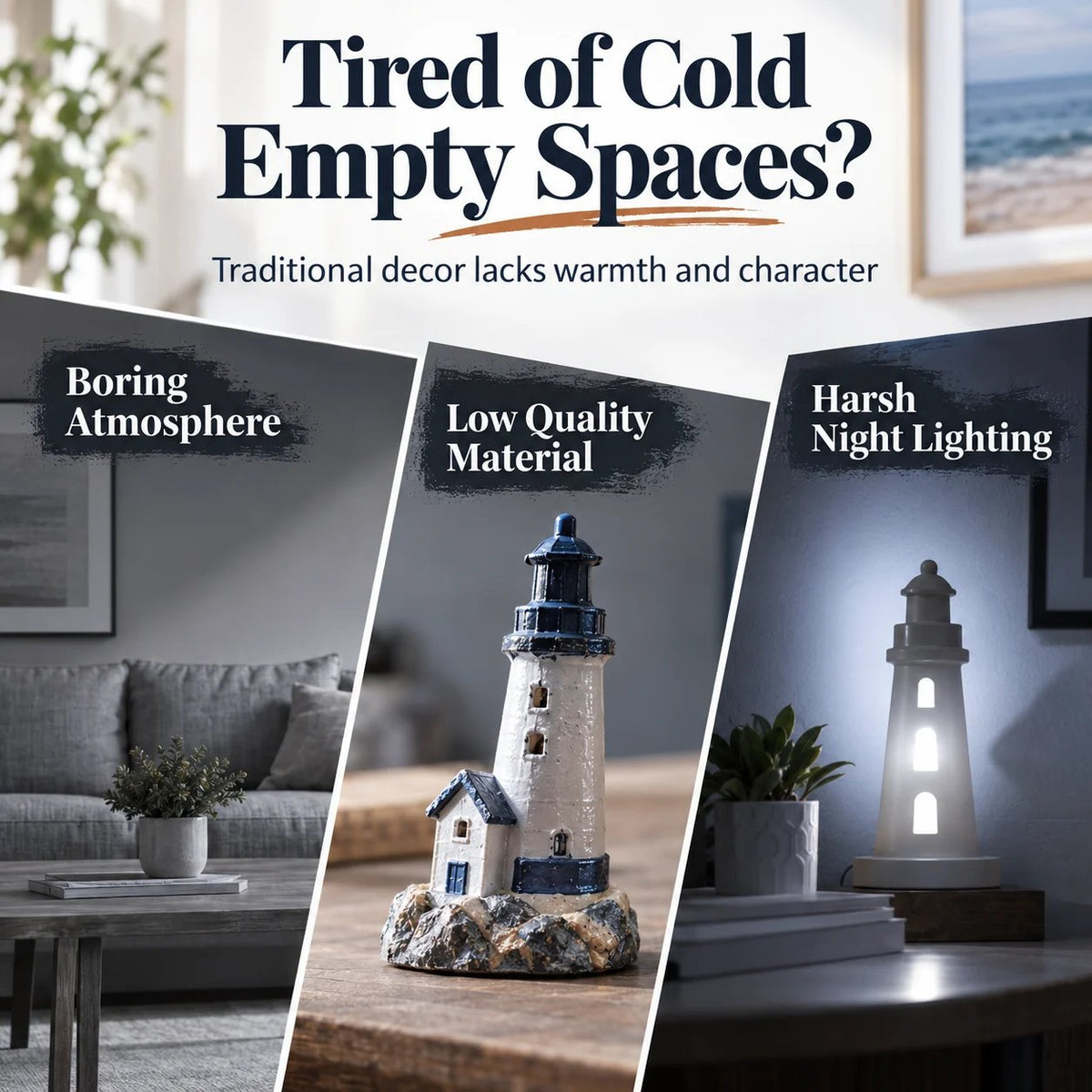 'Coastal Lighthouse' LED light decoration – handmade ornament in a maritime island style