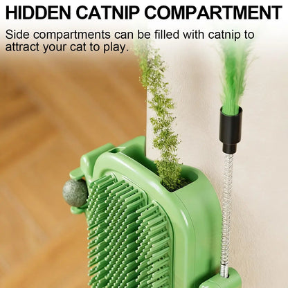 3-in-1 Soft Plastic Cat Corner Groomer with Catnip - Grooming Supplies