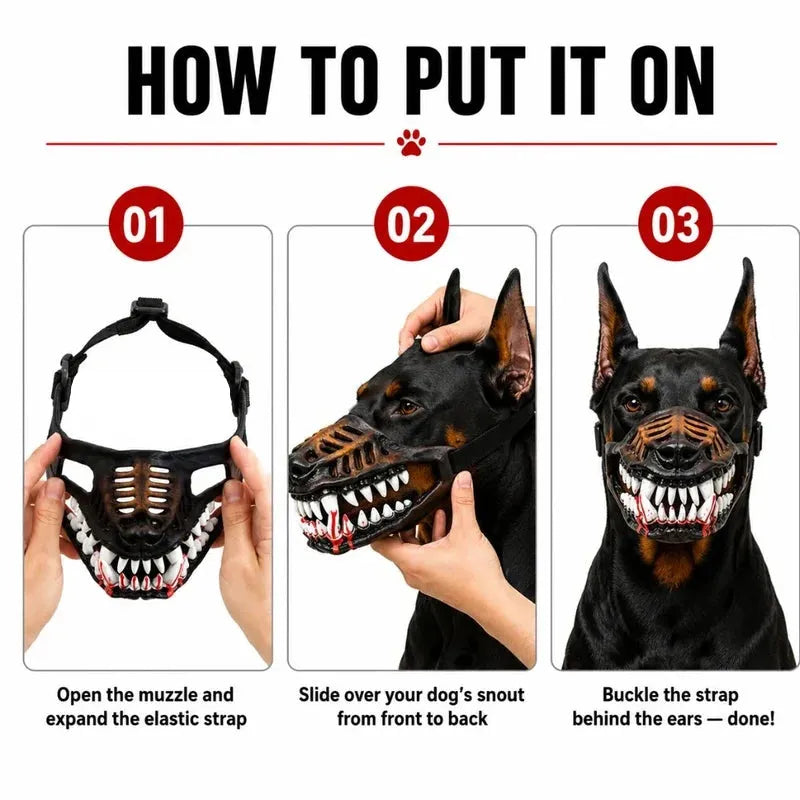 Funny Halloween Dog Muzzle - Realistic Latex Monster Costume with Adjustable Fit