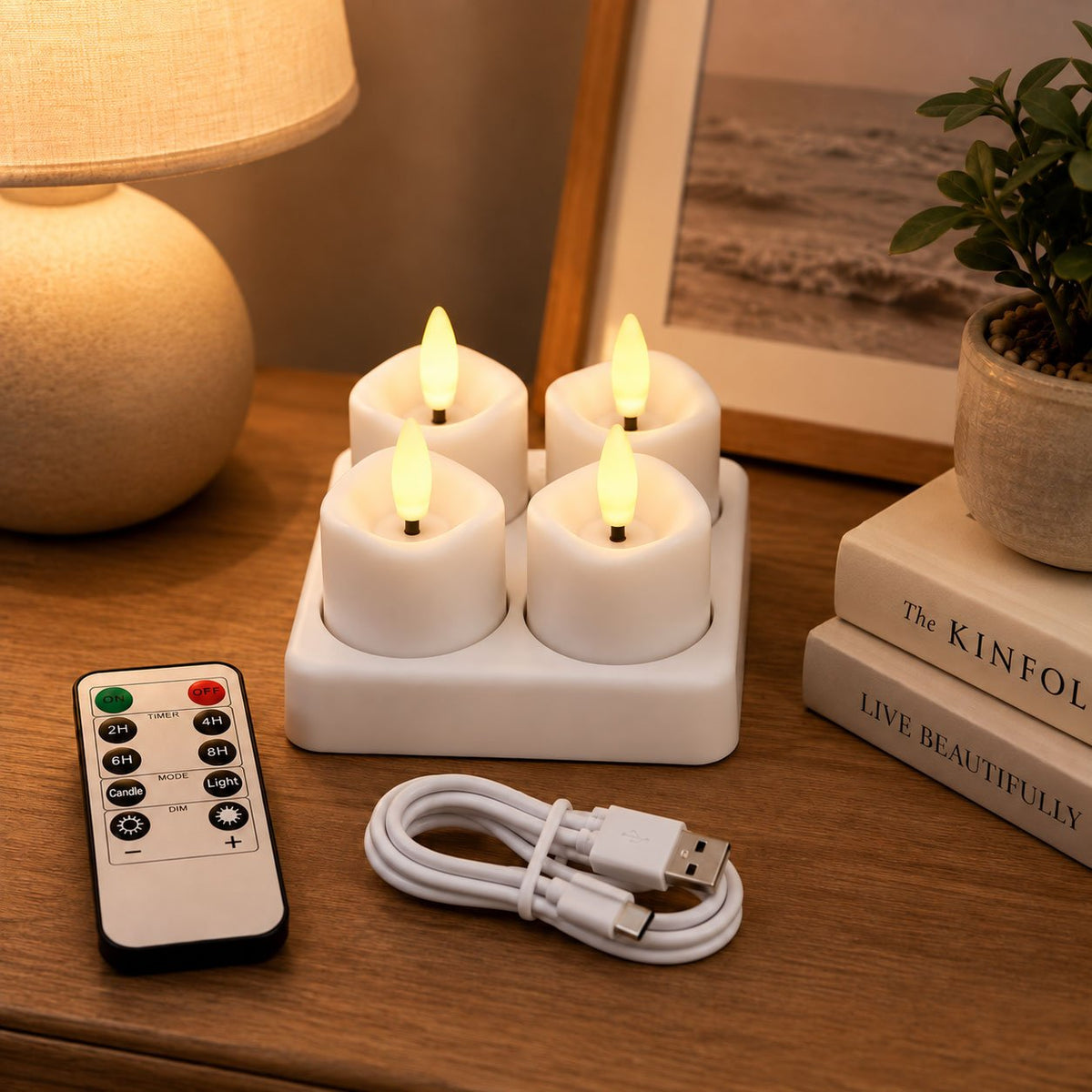 Rechargeable Flameless Tealight Candles with Remote Control