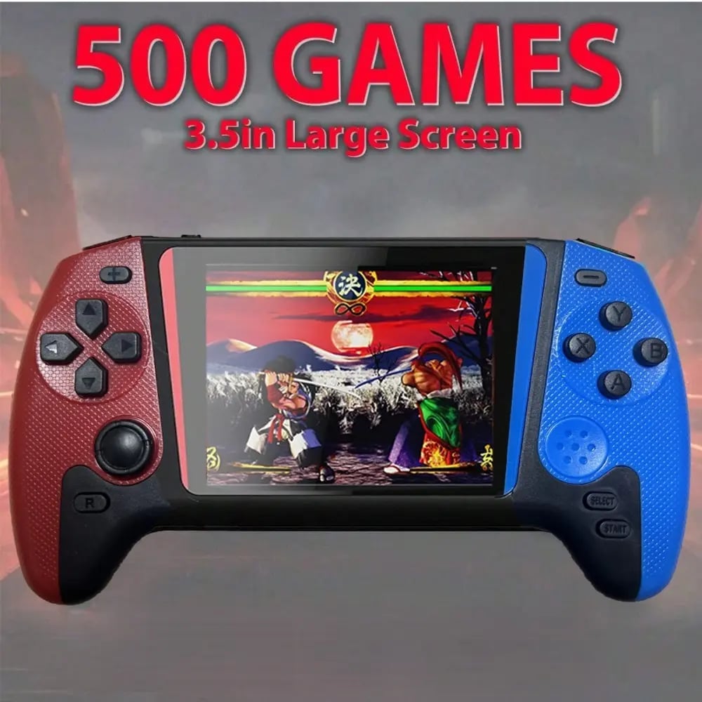 Portable Retro Video Handheld Games Console, 3.5-Inch Joystick, 500 Game Library, Wireless Controller, Rechargeable Battery, TV Connection
