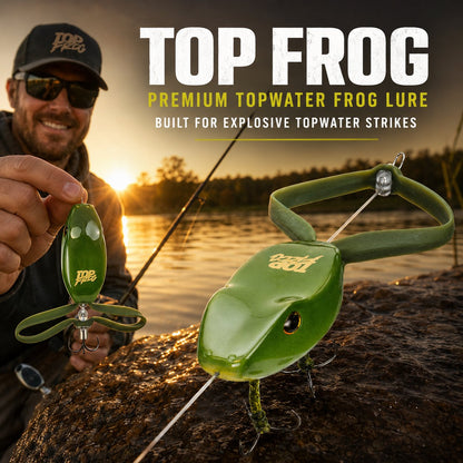 ⏳ Last Day 49% OFF – 🐸 Top Frog 6.5" Pre-Rigged Topwater Fishing Lure | Line-Thru Kicking-Leg Action, 1.2 oz Body & 100 lb Leader Included 🎣✨