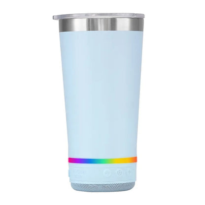 🔊 Stainless Steel Insulated Mug with Bluetooth Speaker – Rechargeable LED Light Cup for Music, Drinks & Outdoor Enjoyment