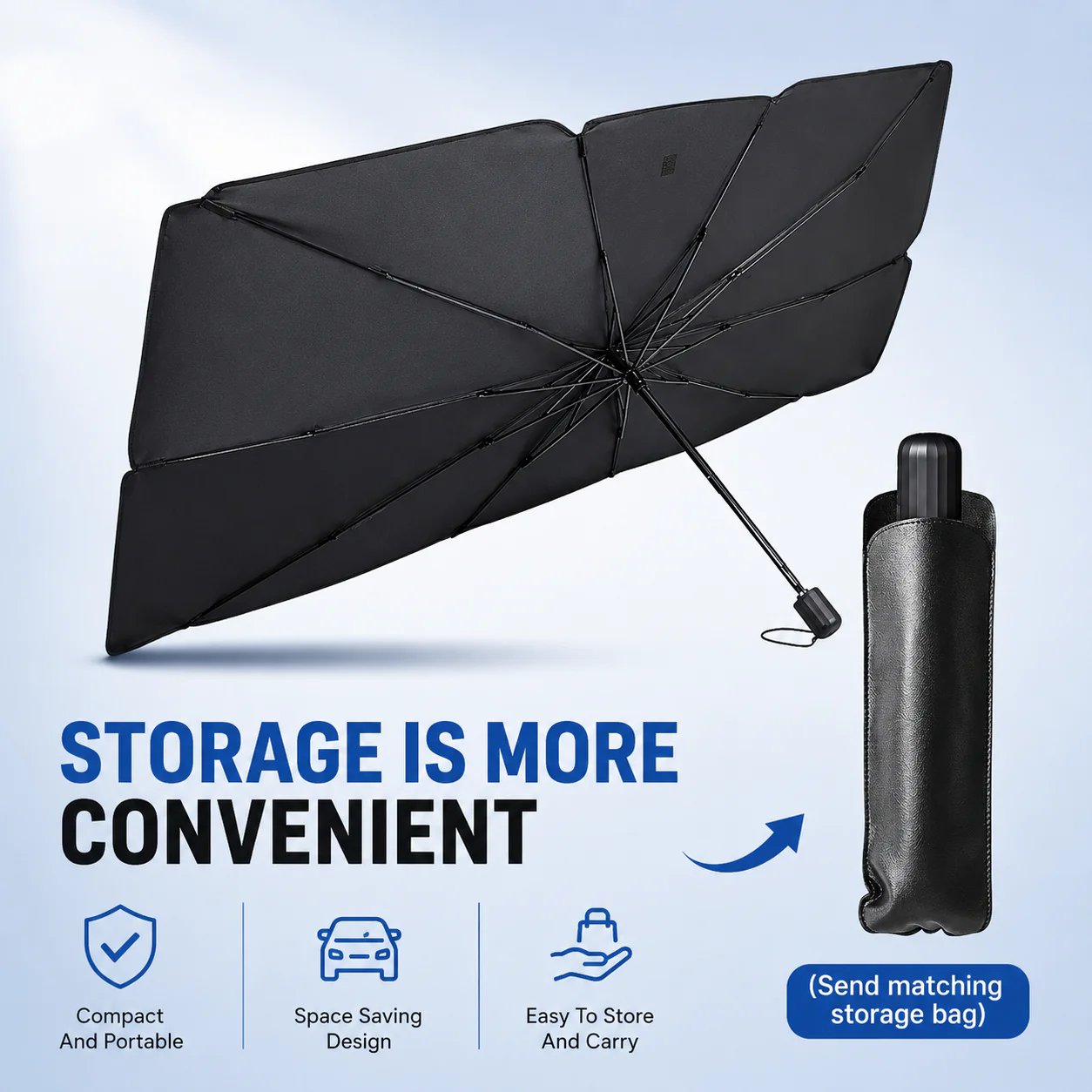 ☀️Car Sunshade – Effective Heat Insulation, UV Block & Easy Foldable Auto Windshield Protector