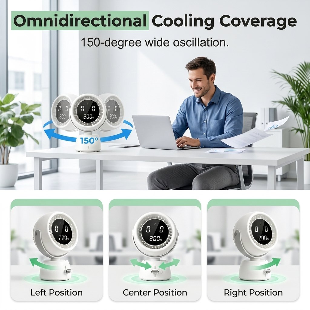 AI Face-Tracking Desktop Fan – Energy-Efficient Cooling