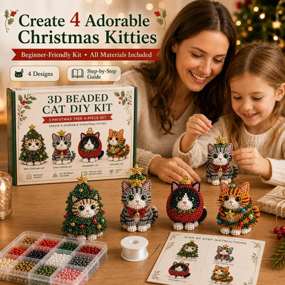 💥🏆Create Your Own 3D Beaded Christmas Cats | Beginner-Friendly DIY Kit🎁