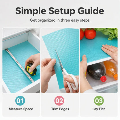 ⭐🧊50% OFF NOW! Waterproof EVA Fridge Shelf Liners‑Anti‑Slip Refrigerator Mats, Cut‑to‑Size Washable Fridge Drawer Protector for Kitchen Refrigerator Organization