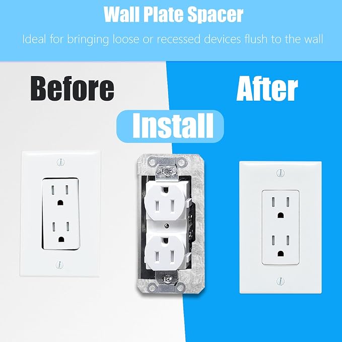 🔥Last Day 49% OFF-Wall Plate Spacers (Metal) – For Wall Outlet Repair and Securing Loose Outlets