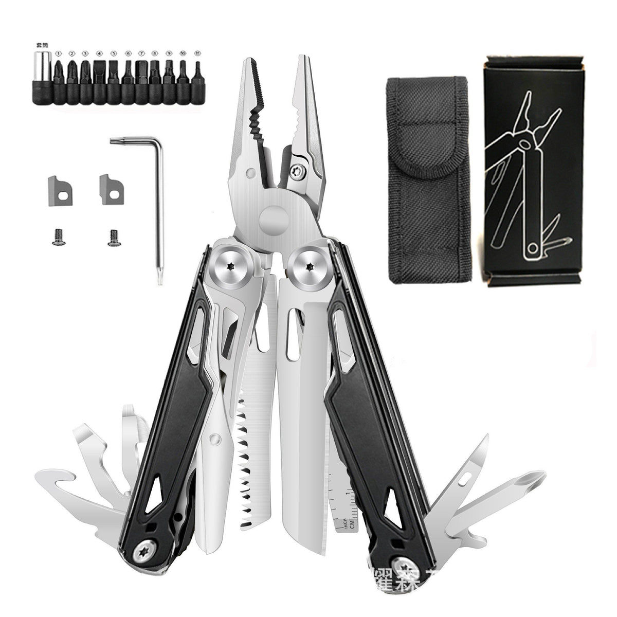 🛠️ 16-in-1 Multitool with Large Scissors – Compact Outdoor Tool