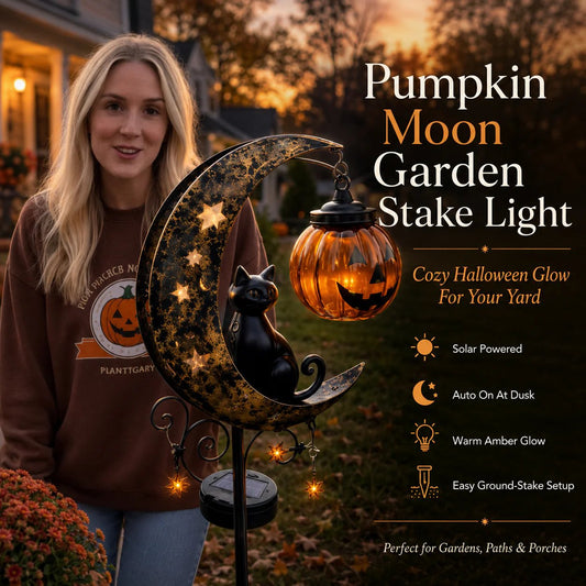 🔥49% OFF TODAY 👻 Solar Halloween Garden Stake Light with Black Cat & Pumpkin