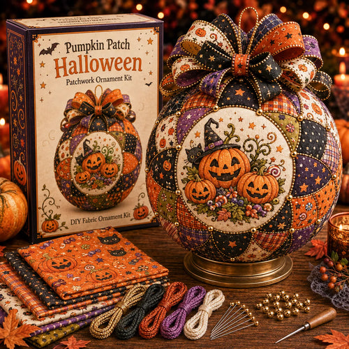 ⏳ Last Day 49% OFF – 🎃 Beginner-Friendly DIY Halloween Classics Patchwork Ornament Kit Collection | Complete Kit with Coordinated Fabrics, Ornament Form, Spooky Accents & Step-by-Step Guide Included 💕