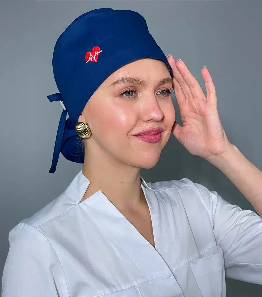 👩‍⚕️Adjustable Cotton Scrub Cap – Roomy Hair Pocket & Mask Buttons