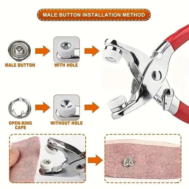 🔥Sewing Kit with 100pcs Metal Buttons – Manual Pliers Tool Included🧵