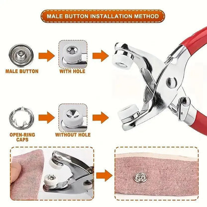🔥Sewing Kit with 100pcs Metal Buttons – Manual Pliers Tool Included🧵