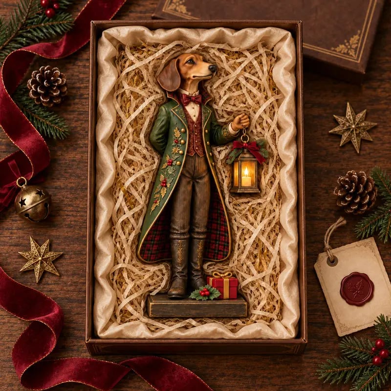 🐕🎄 Christmas Dachshund Lantern Ornament | Victorian Butler Decor