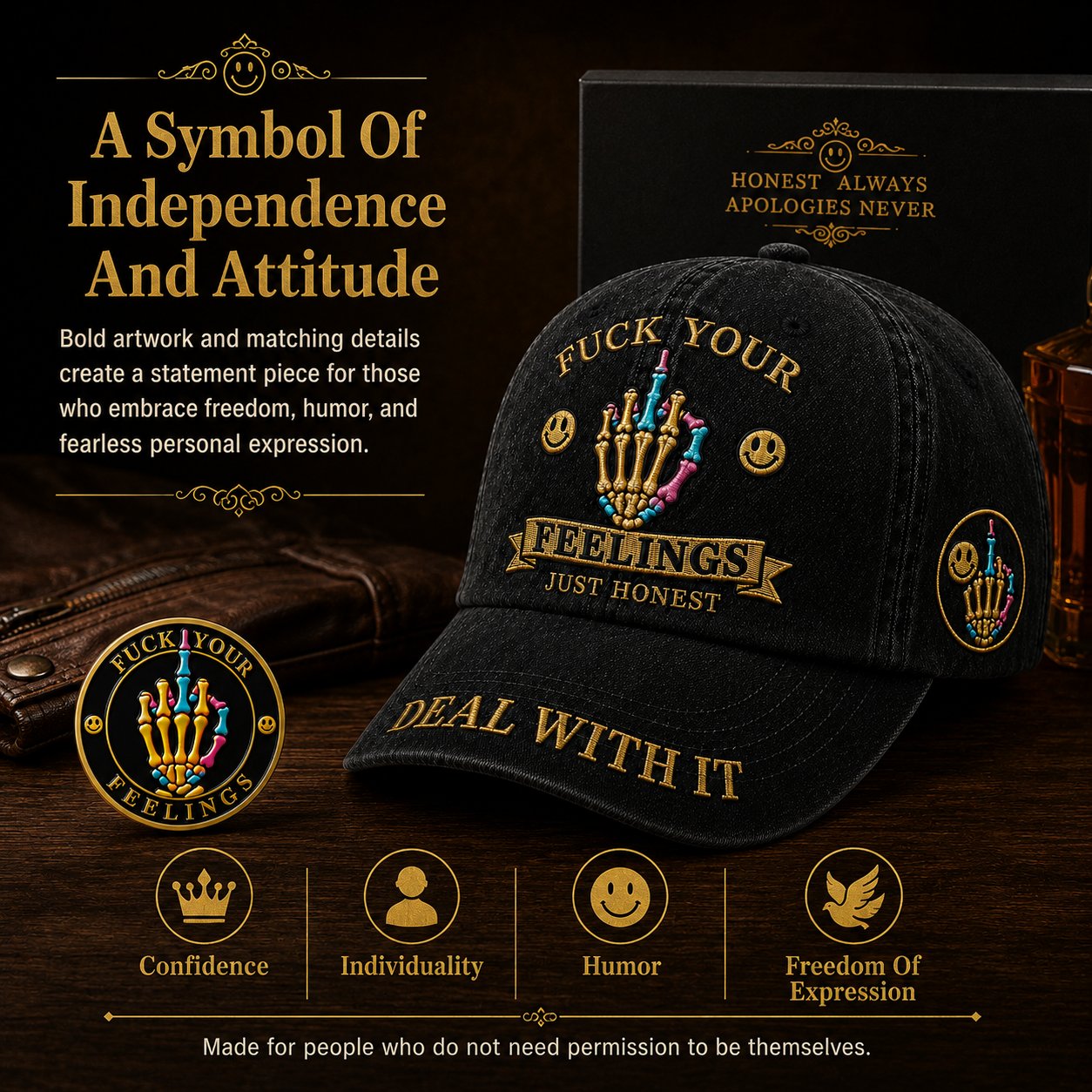 FXXK YOUR FEELINGS Cap🎁Free Double-Sided Honor Coin With Every Cap Purchase